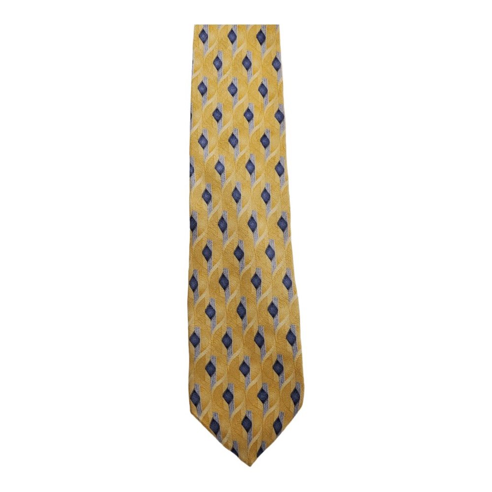Puritan Geometric Pattern Yellow 100% Silk Necktie